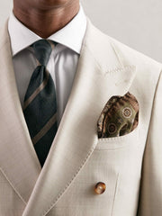 Reiss | Silk Medallion Paisley Pocket Square in Sage