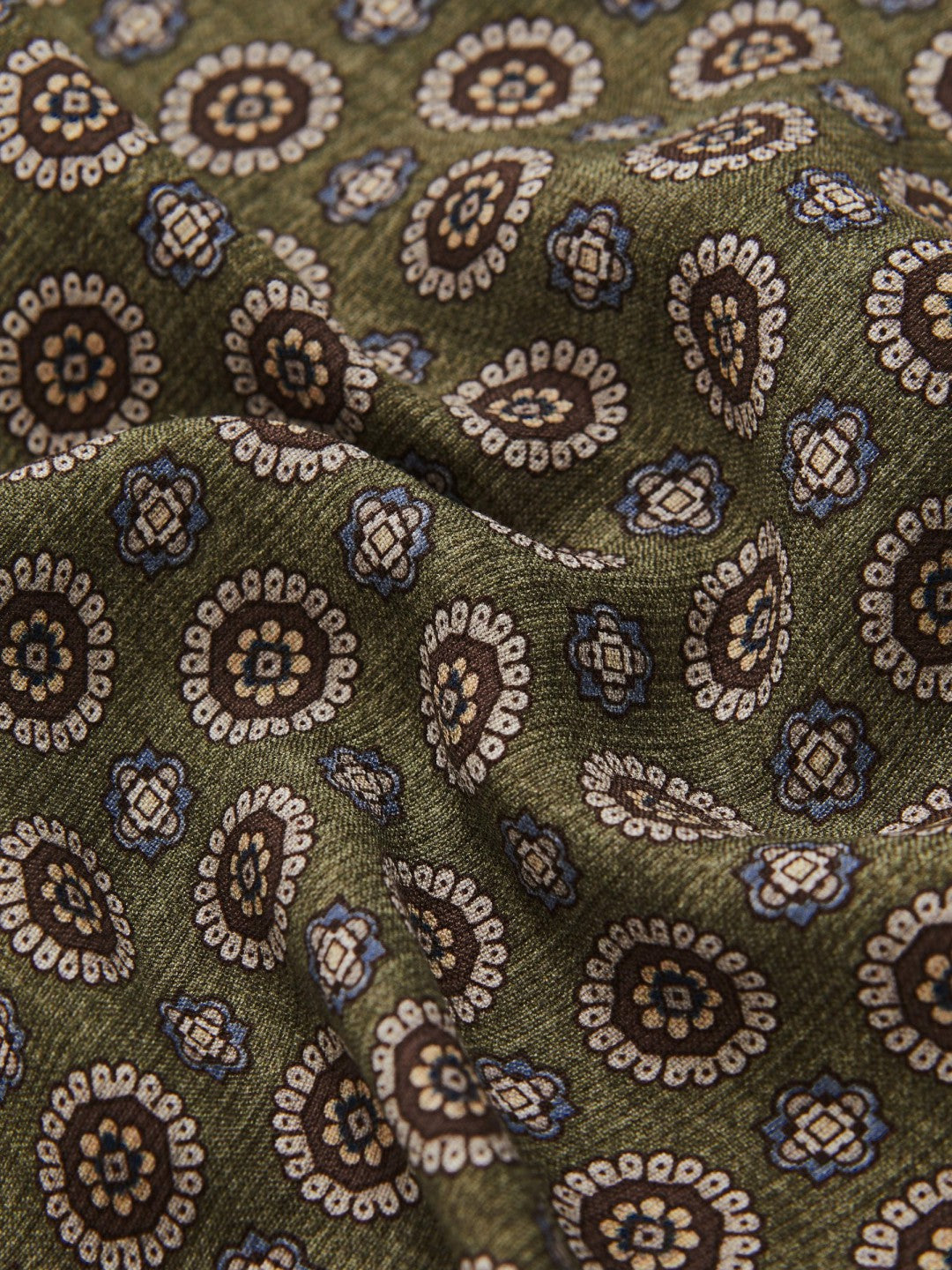Reiss | Silk Medallion Paisley Pocket Square in Sage