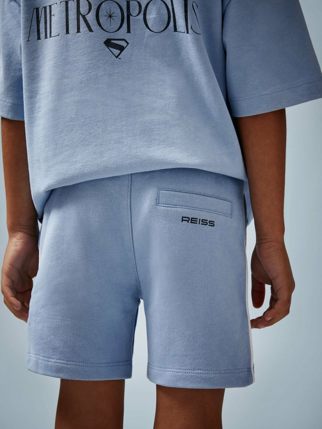 Reiss | 3-9 yrs Superman Logo-Print Shorts in Light Blue