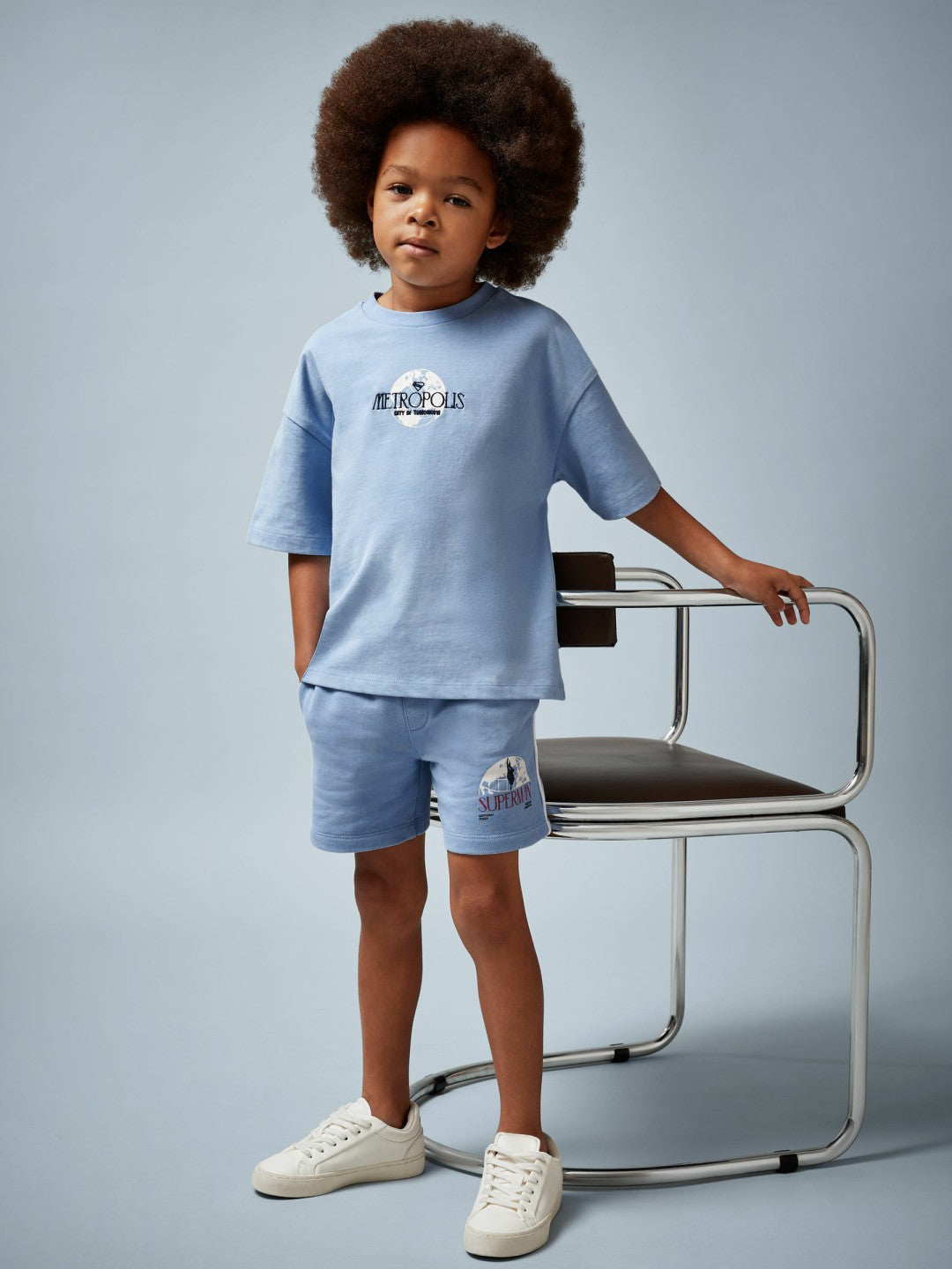 Reiss | 13-14 yrs Superman Logo-Print Shorts in Light Blue