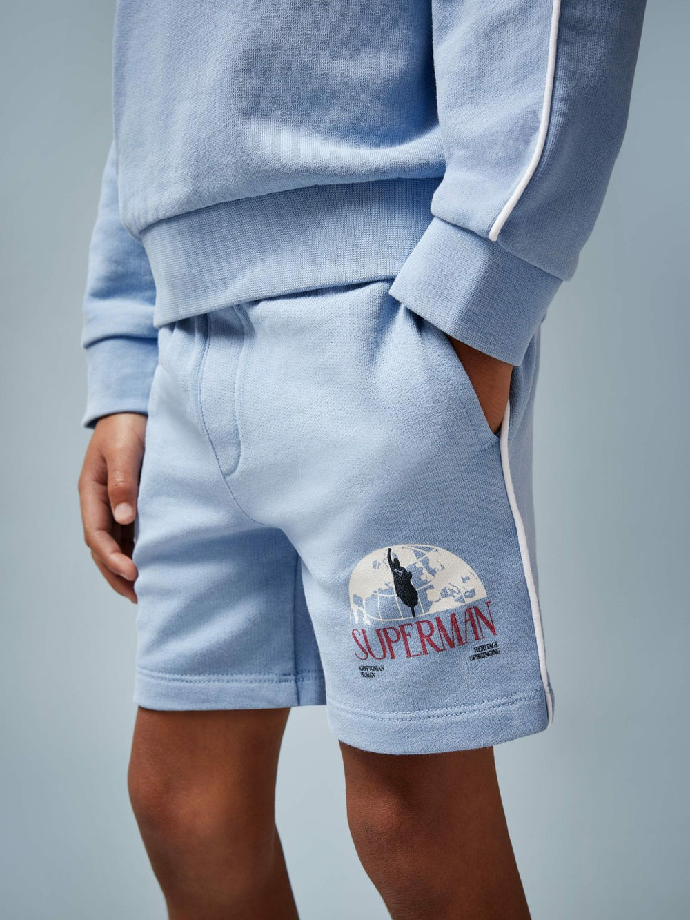 Reiss | 9-13 yrs Superman Logo-Print Shorts in Light Blue