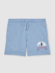 Reiss | 9-13 yrs Superman Logo-Print Shorts in Light Blue