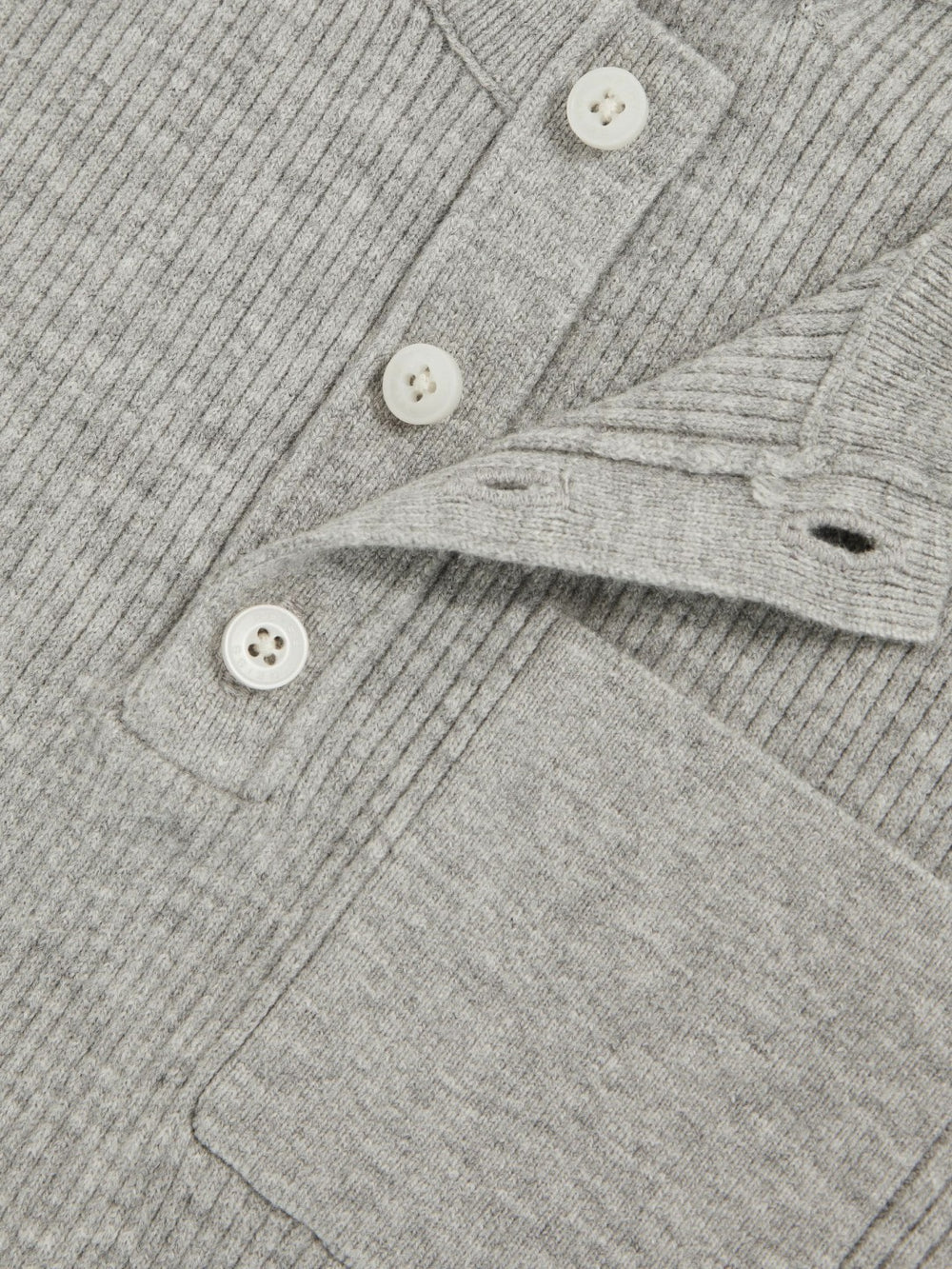 Reiss | 9-13 yrs Cotton-Blend Rib-Knit Henley Top in Mid Grey Melange