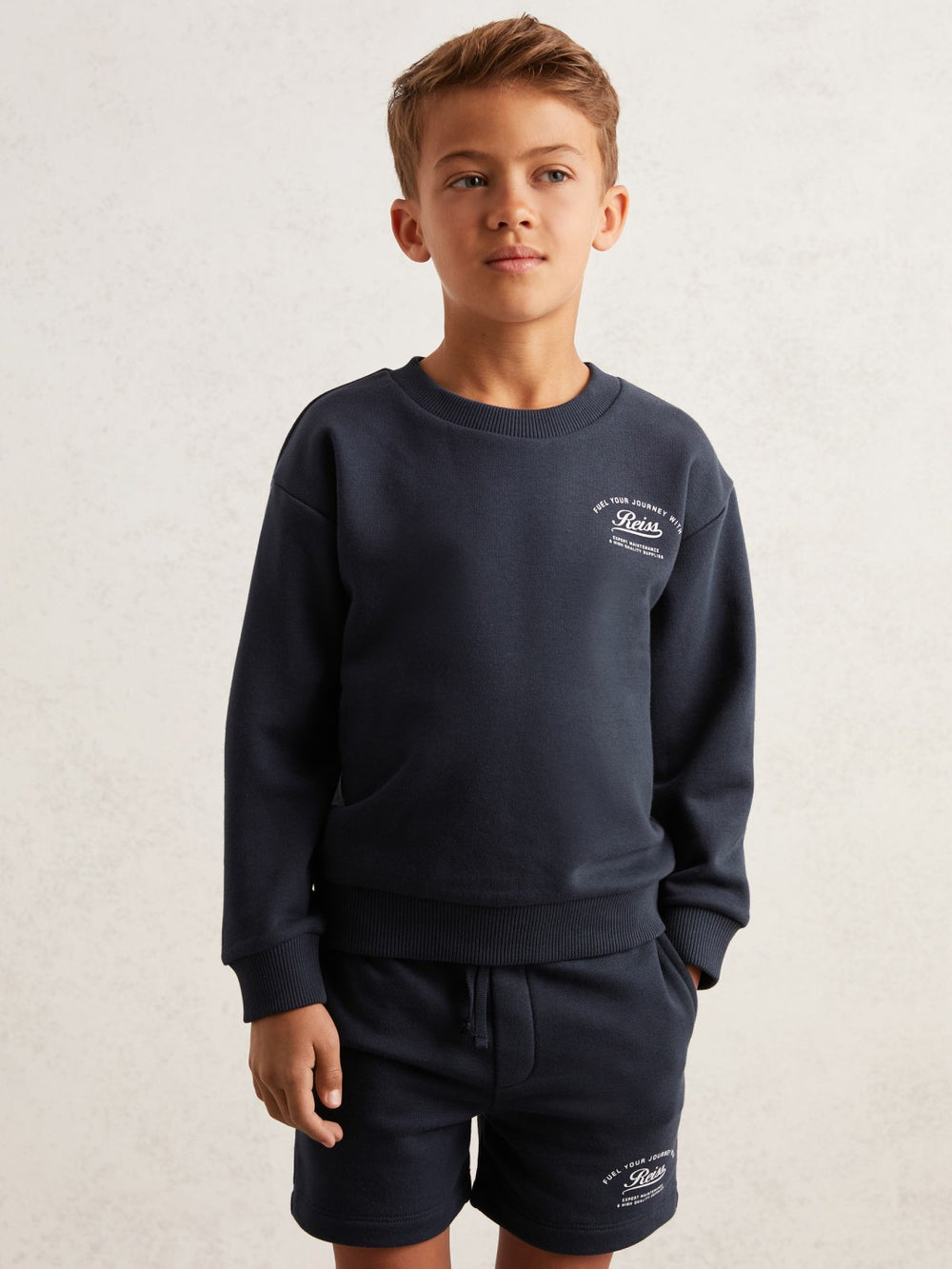 Reiss | 3-9 yrs Cotton Blend Motor Cars Sweatshirt in Washed Blue