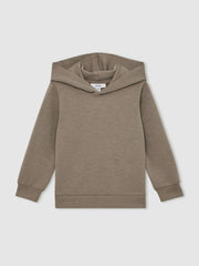 Reiss | Interlock-Jersey Hoodie in Taupe Brown