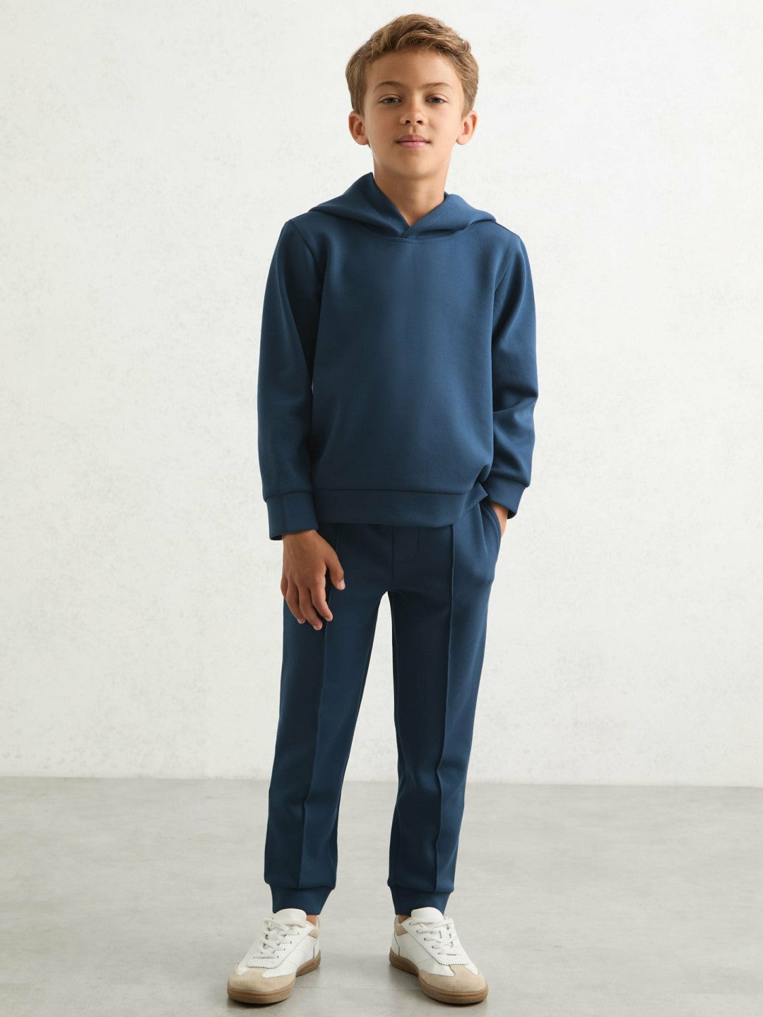 Reiss | Interlock Jersey Hoodie in Ocean Blue