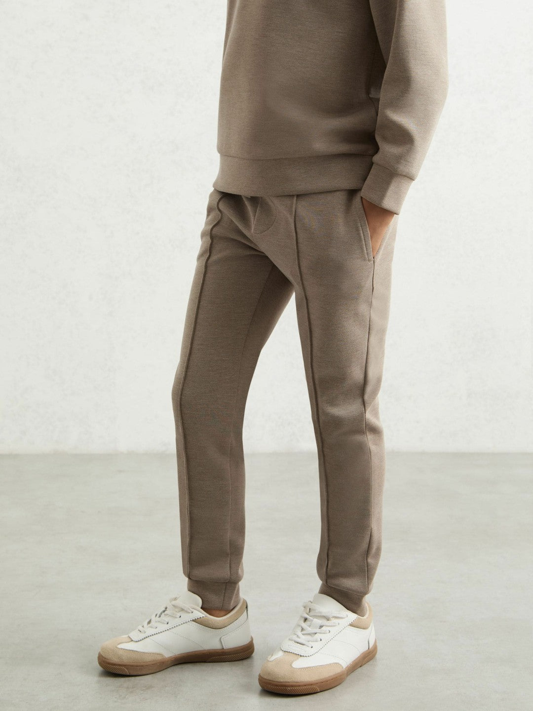 Reiss | 9-13 yrs Interlock Drawstring Joggers in Taupe Brown