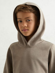 Reiss | Interlock Jersey Hoodie in Taupe Brown