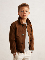 Reiss | 13-14 yrs Suede Worker Jacket in Tobacco Brown