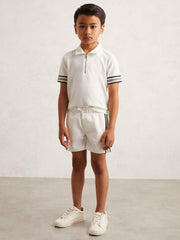 Reiss | 9-13 yrs Side Stripe Textured Shorts in White