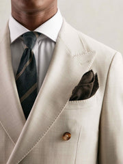 Reiss | Silk Blend Herringbone Pocket Square in Chocolate Brown