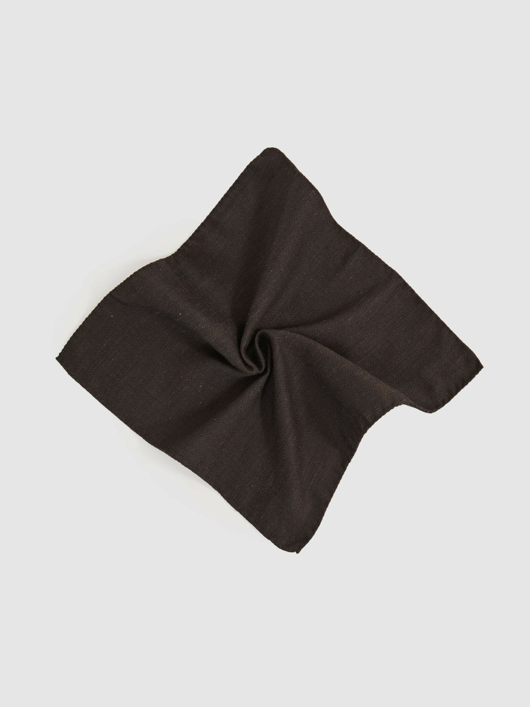 Reiss | Silk Blend Herringbone Pocket Square in Chocolate Brown