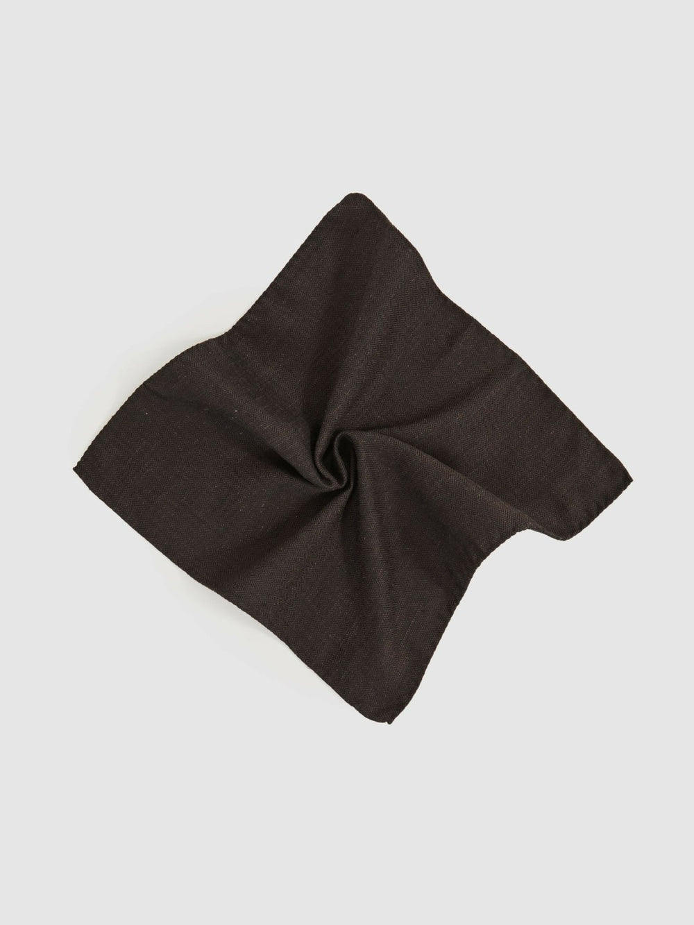 Reiss | Silk Blend Herringbone Pocket Square in Chocolate Brown