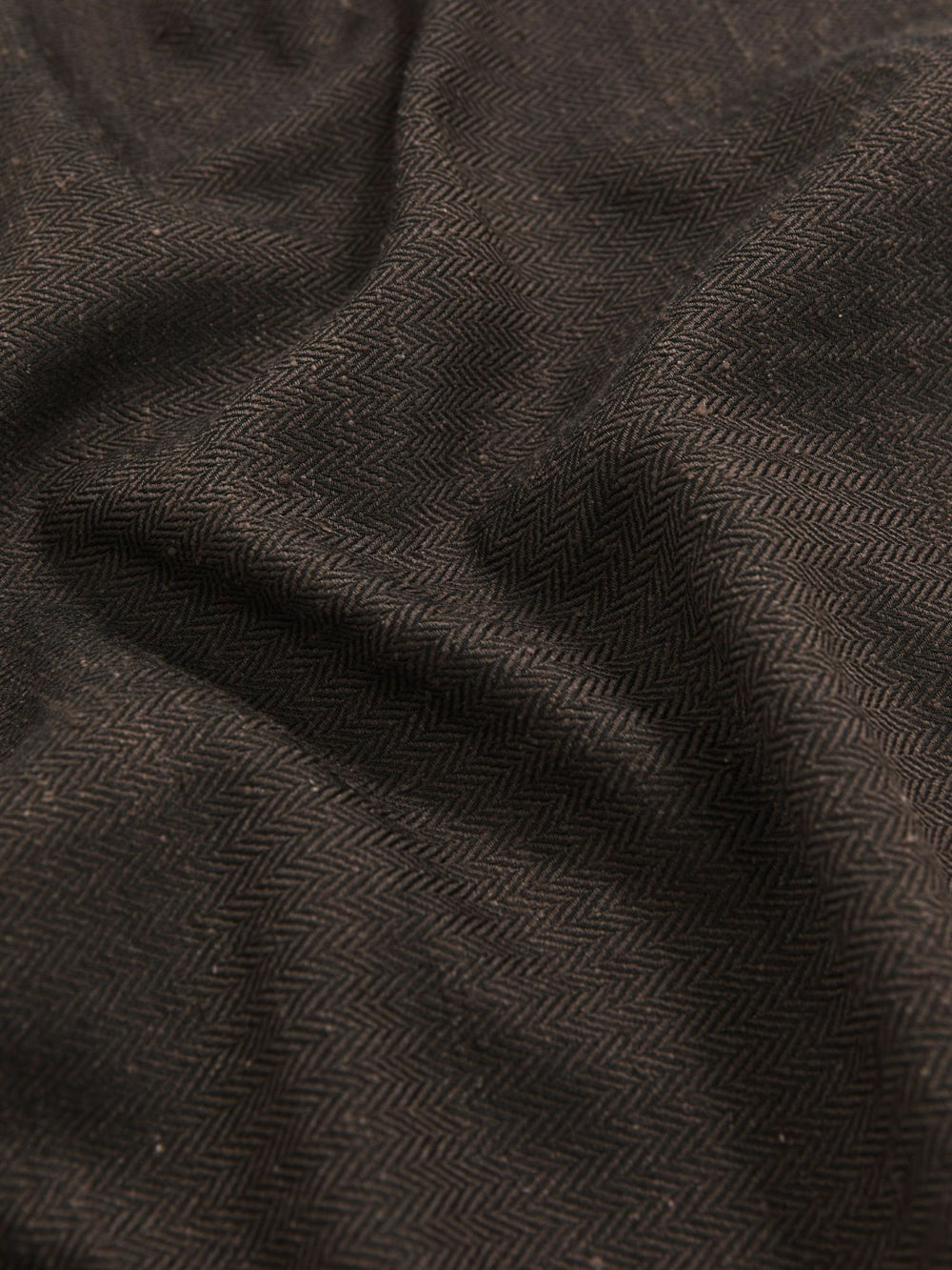 Reiss | Silk Blend Herringbone Pocket Square in Chocolate Brown