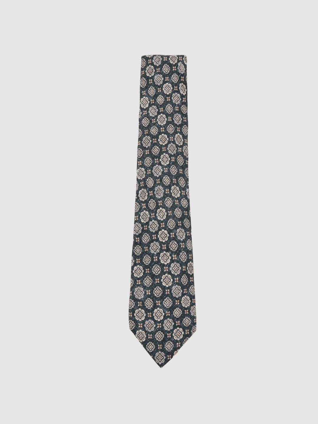 Reiss | Silk Medallion Print Tie in Indigo Melange