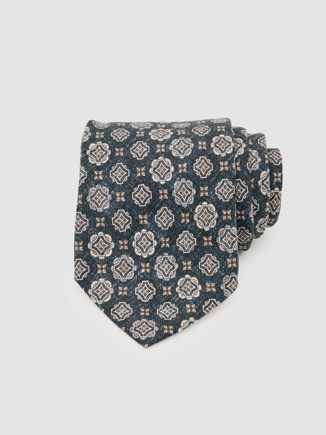 Reiss | Silk Medallion Print Tie in Indigo Melange
