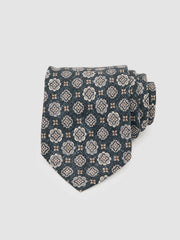 Reiss | Silk Medallion Print Tie in Indigo Melange