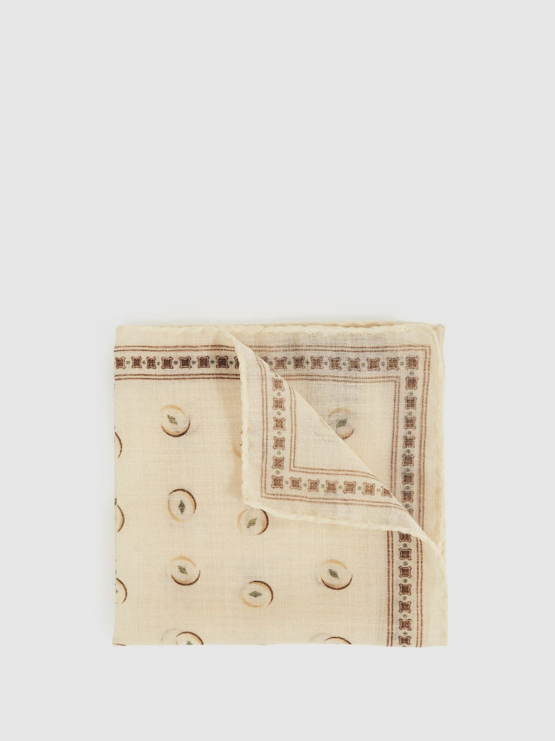 Reiss | Wool Motif Print Pocket Square in Off White
