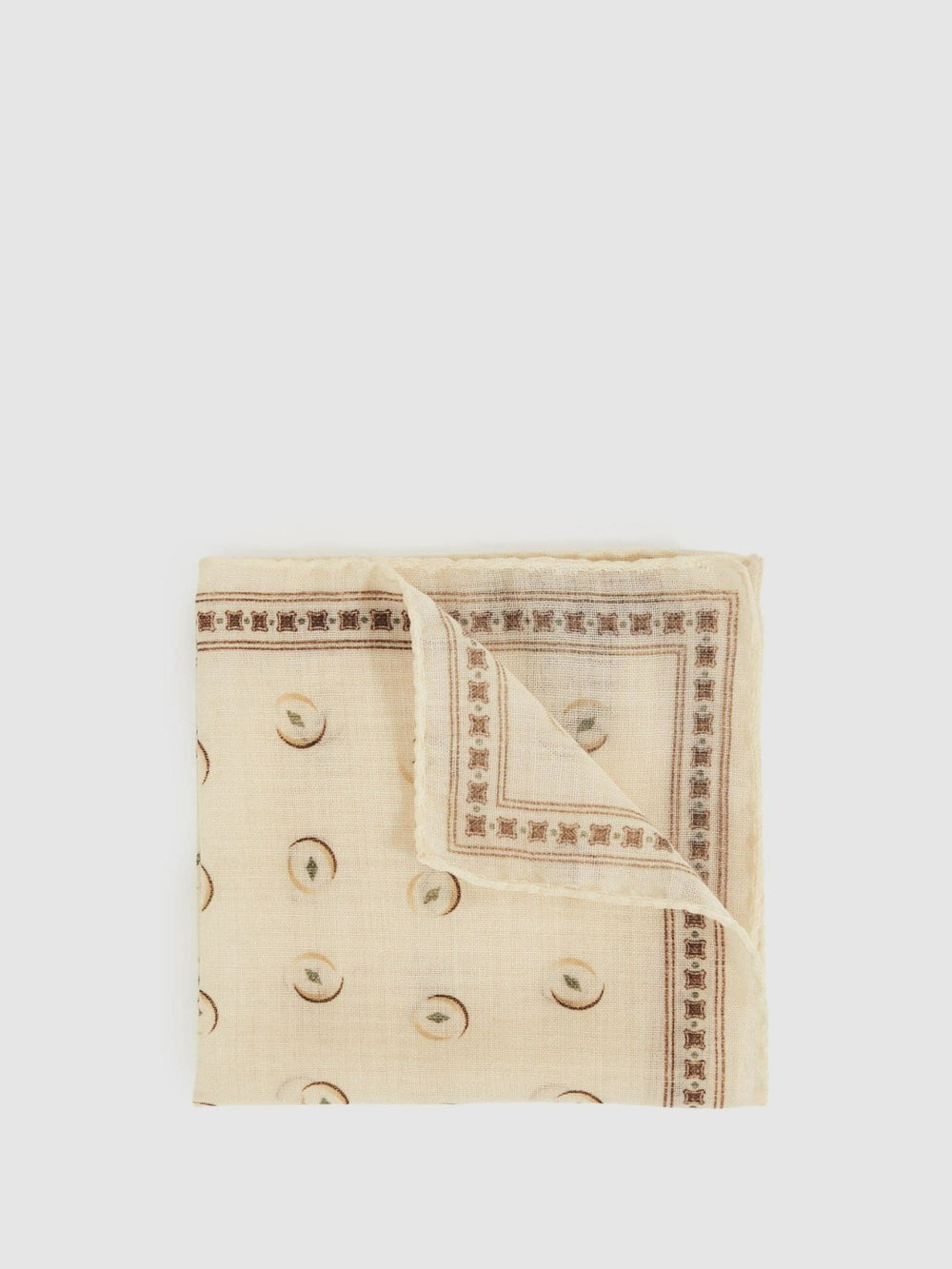 Reiss | Wool Motif Print Pocket Square in Off White