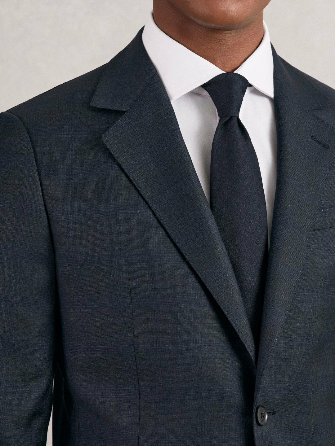 Reiss | Silk Blend Textured Tie in Navy