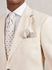 Reiss | Wool Silk Textured Pocket Square in Oatmeal