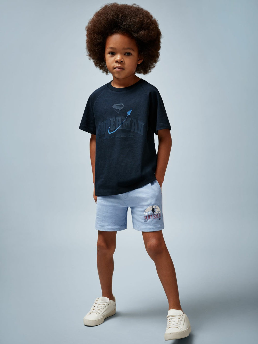 Reiss | 9-13 yrs Superman Raglan Logo T-Shirt in Navy Blue
