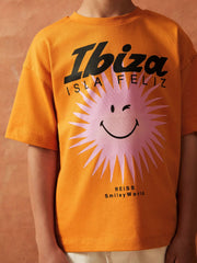 Reiss | 9-13 yrs SmileyWorld Sun Motif T-Shirt in Orange