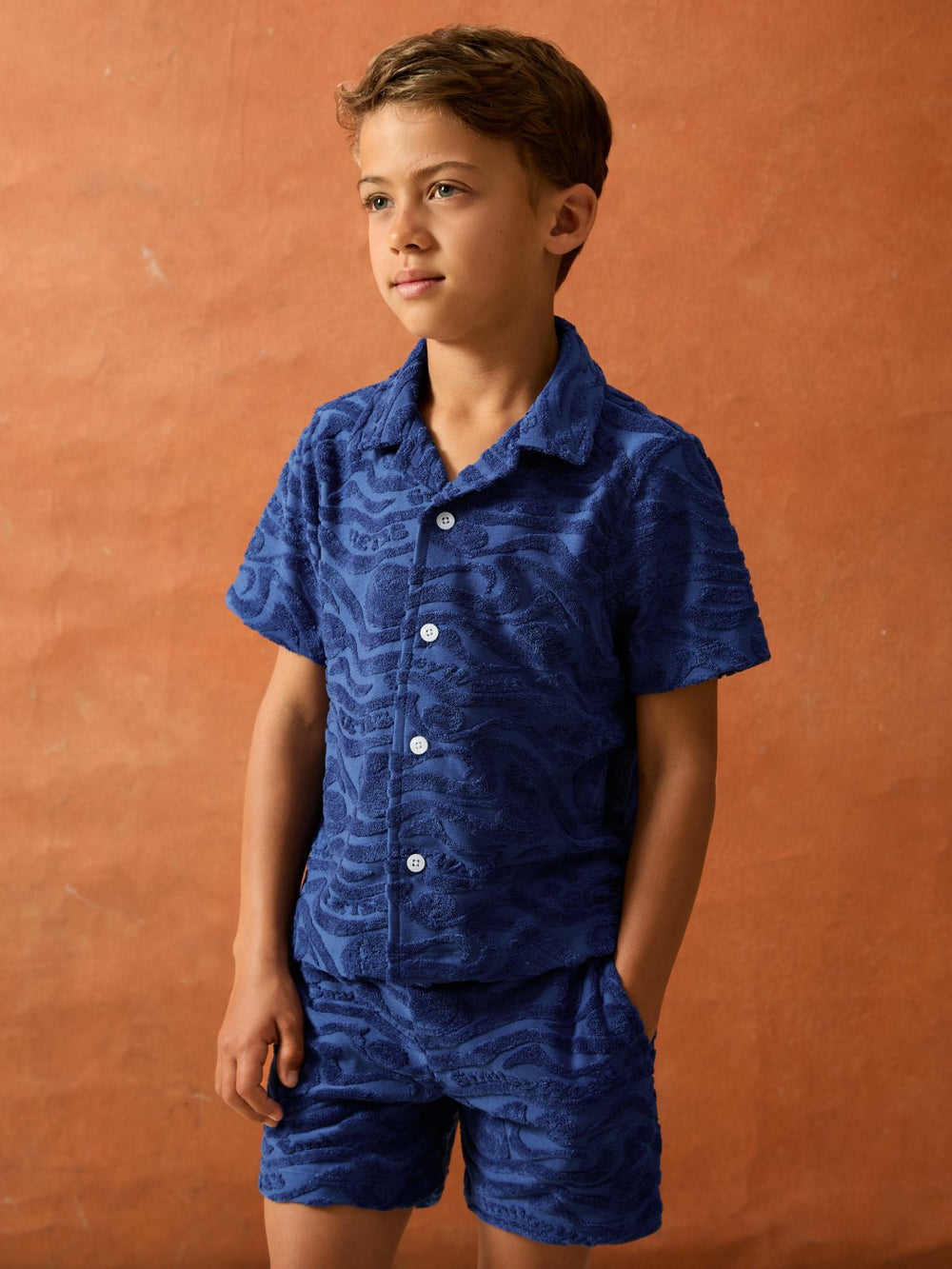 Reiss | 9-13 yrs SmileyWorld Wave Texture Shirt in Bright Blue