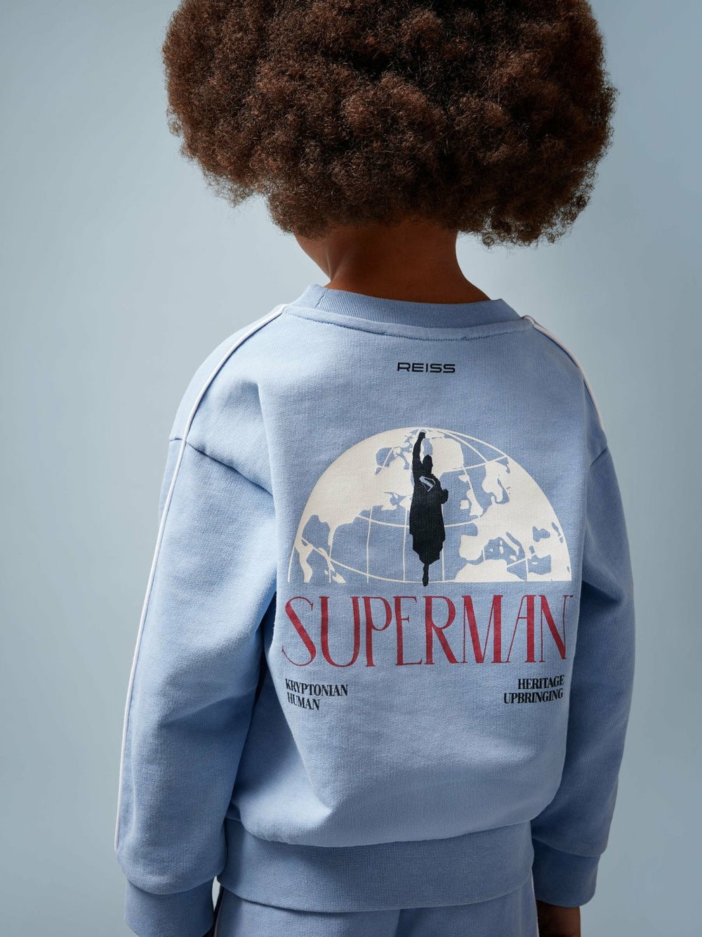 Reiss | 9-13 yrs Superman Logo Print Sweatshirt in Light Blue