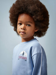 Reiss | 9-13 yrs Superman Logo Print Sweatshirt in Light Blue