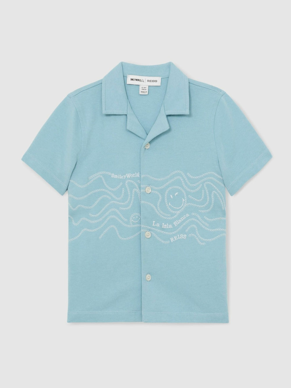 Reiss | 9-13 yrs SmileyWorld Embroidered Shirt in Sky Blue