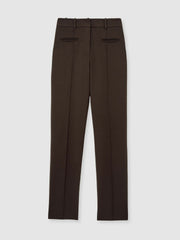 Reiss | Petite Pintuck Tapered Trousers in Chocolate Brown