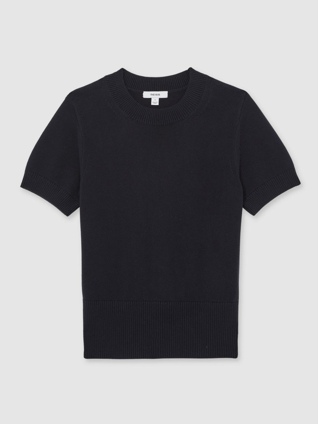 Reiss | Cotton And Wool Crew-Neck Top in Navy