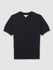 Reiss | Cotton And Wool Crew-Neck Top in Navy