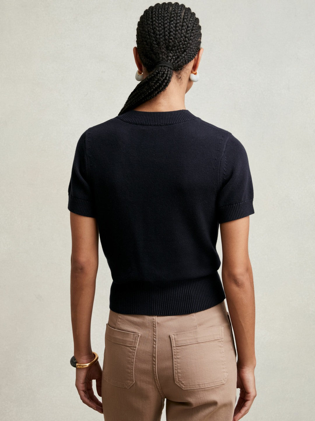 Reiss | Cotton And Wool Crew-Neck Top in Navy