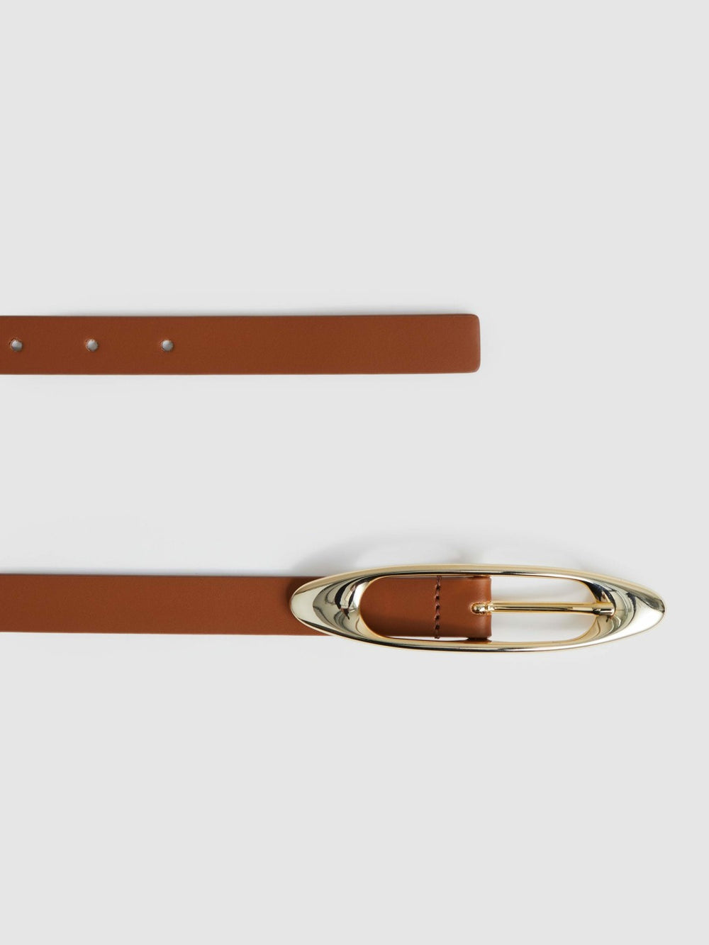 Reiss | Leather Oval-Buckle Belt in Tan