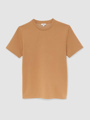Reiss | Interlock Jersey Crew Neck T-Shirt in Light Camel Brown