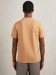 Reiss | Interlock Jersey Crew Neck T-Shirt in Light Camel Brown