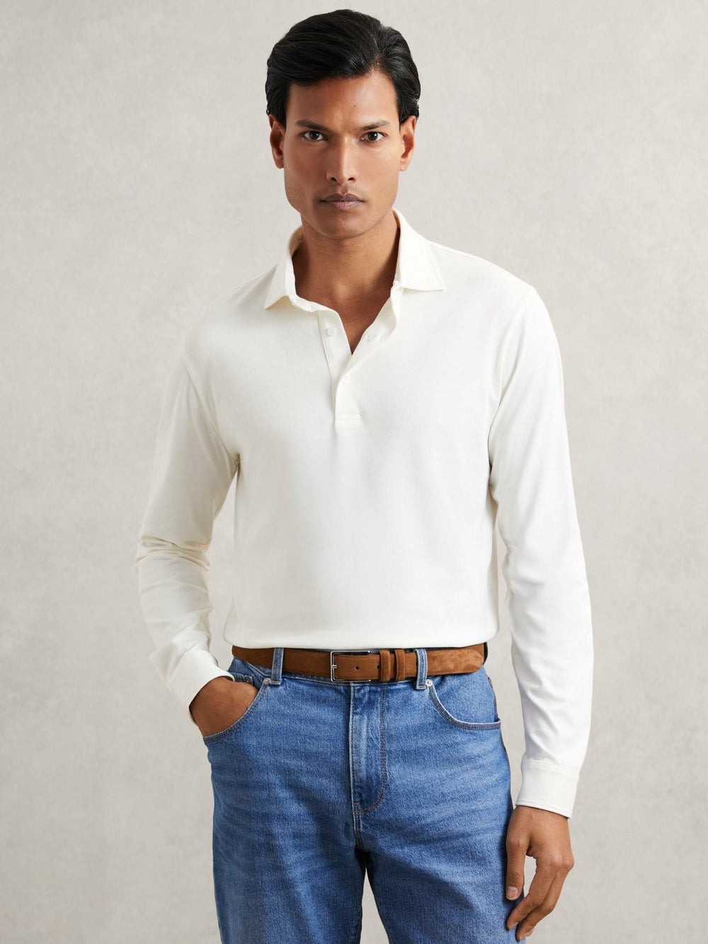 Reiss | Suede Belt in Tobacco Brown