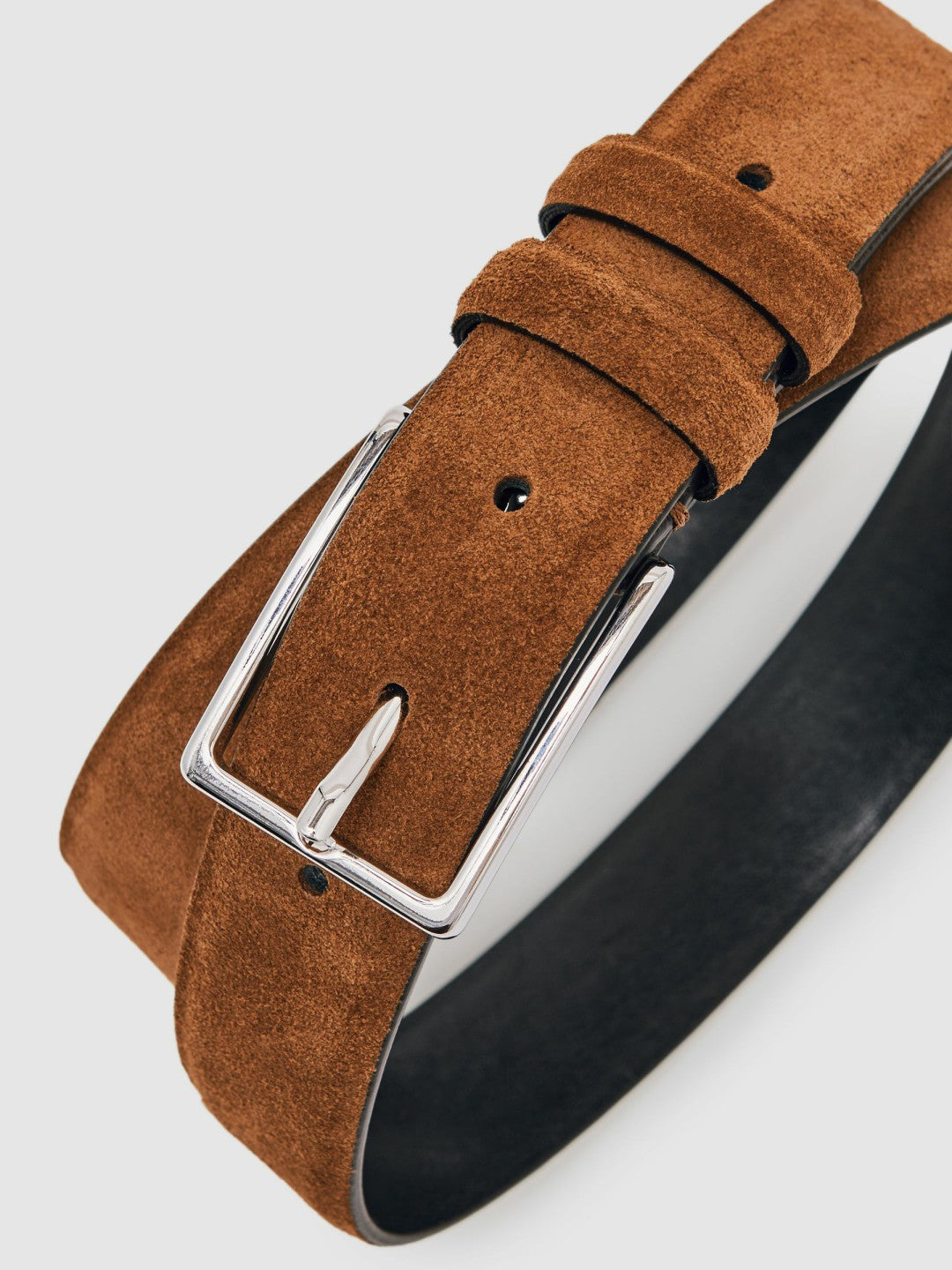 Reiss | Suede Belt in Tobacco Brown