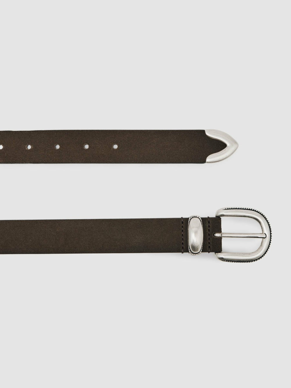 Reiss | Suede Western-Style Belt in Dark Brown