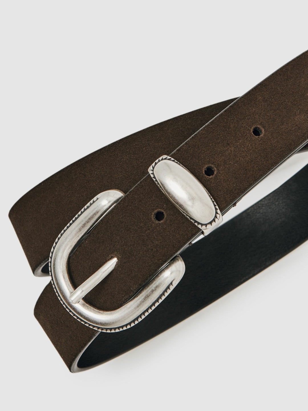 Reiss | Suede Western-Style Belt in Dark Brown