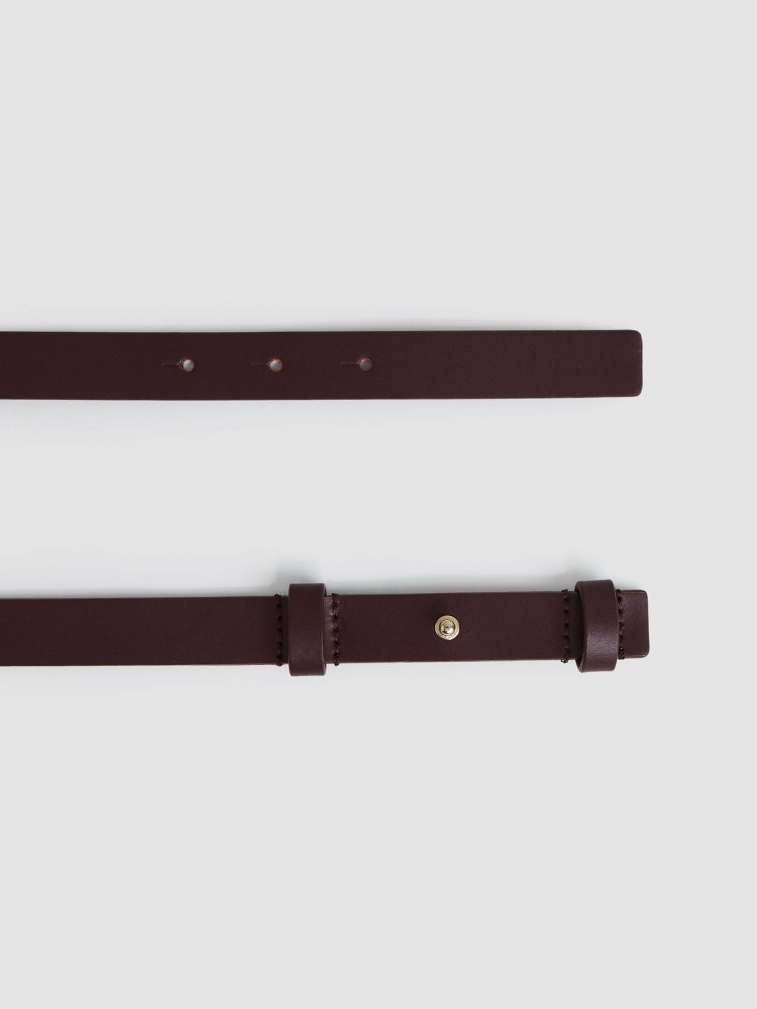 Reiss | Leather Square Hinge Belt in Burgundy