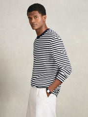 Reiss | Striped Crew-Neck T-Shirt in Navy/White