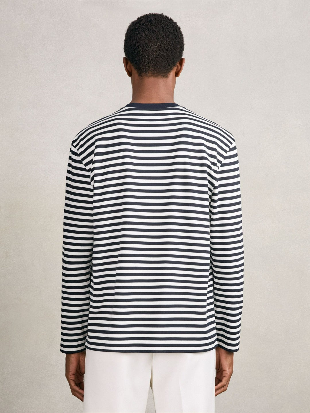 Reiss | Striped Crew-Neck T-Shirt in Navy/White