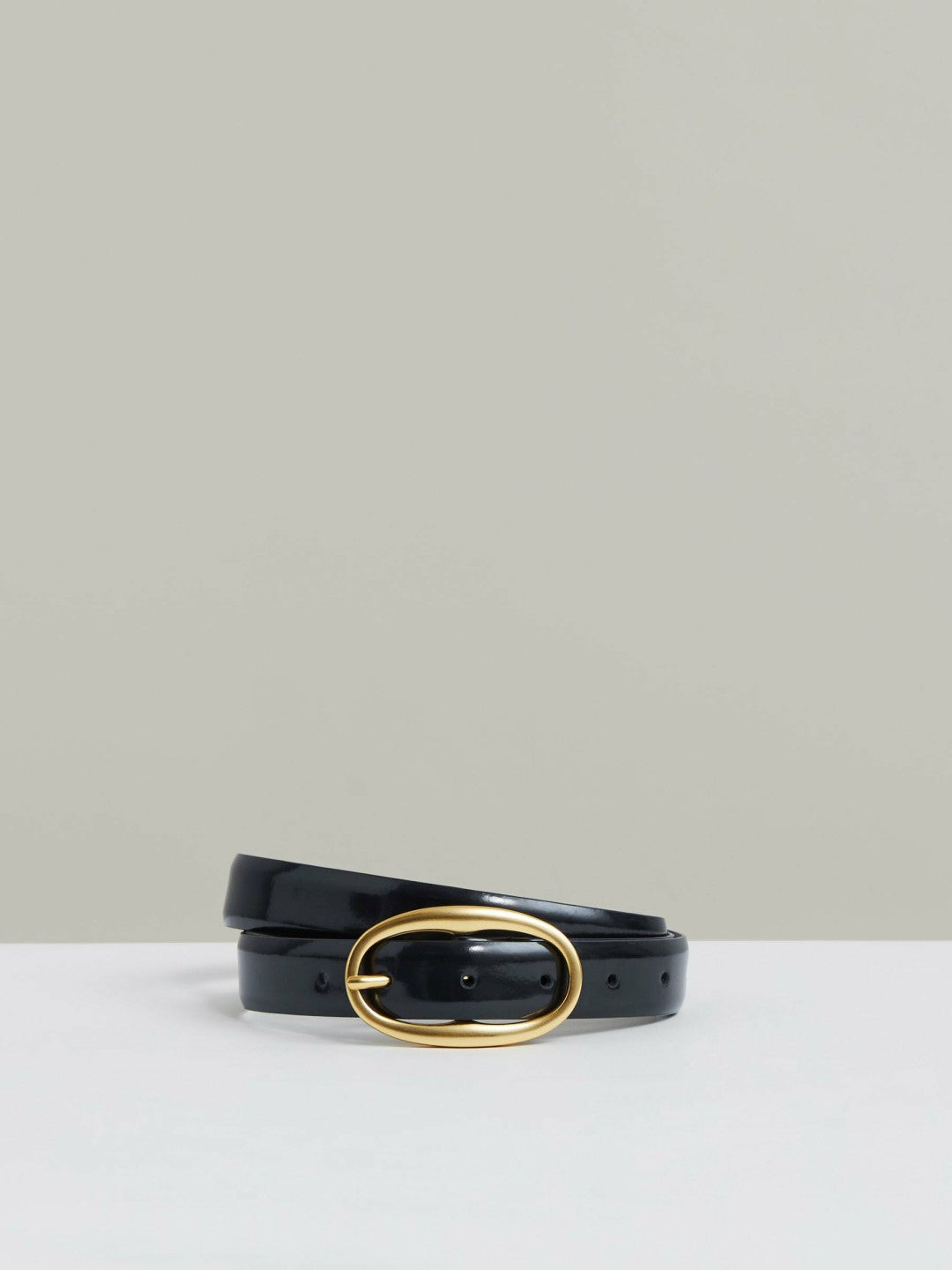 Reiss | Patent Leather Oval Buckle Belt in Navy