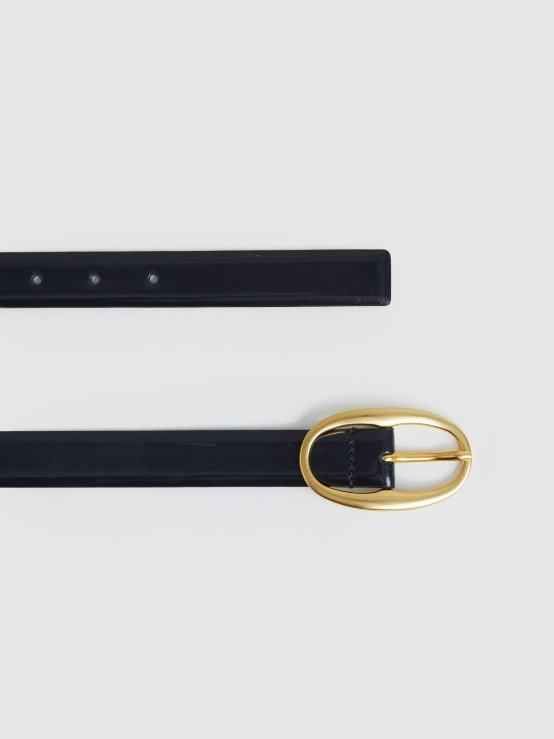 Reiss | Patent Leather Oval Buckle Belt in Navy