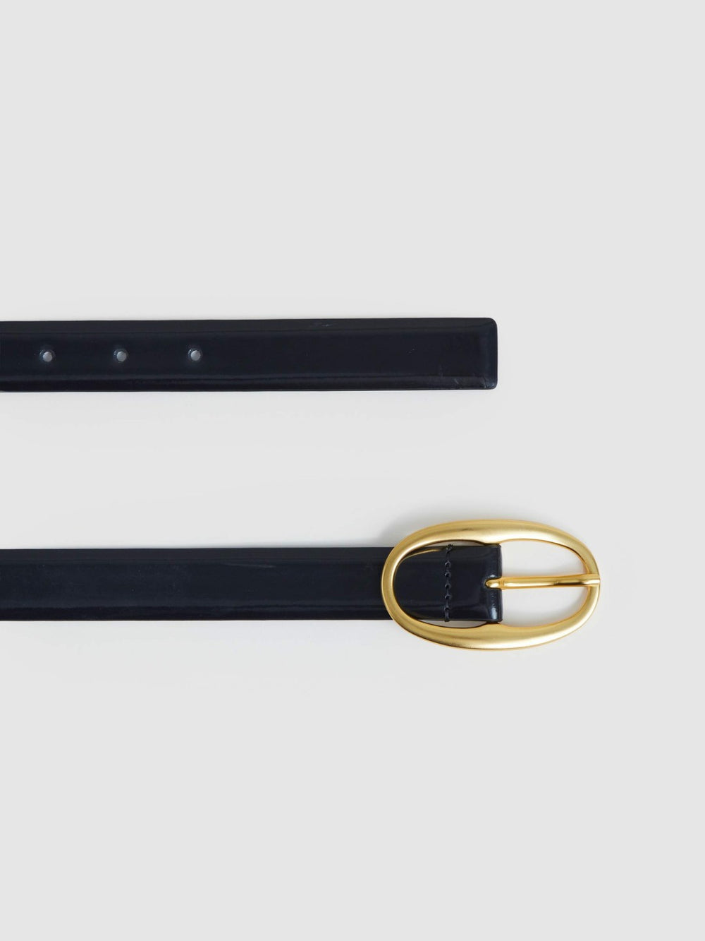 Reiss | Patent Leather Oval Buckle Belt in Navy