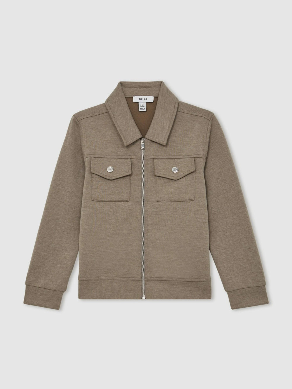 Reiss | 13-14 yrs Interlock Zip-Through Overshirt in Taupe Brown