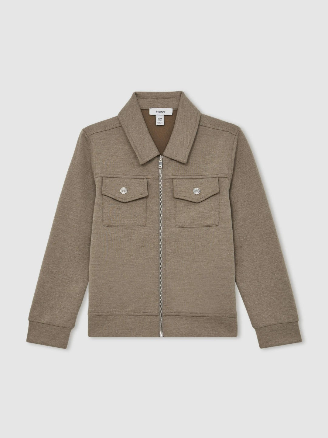 Reiss | 13-14 yrs Interlock Zip-Through Overshirt in Taupe Brown
